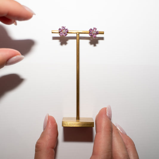 Pink Sapphire Flower Earrings - Amilla Jewelry