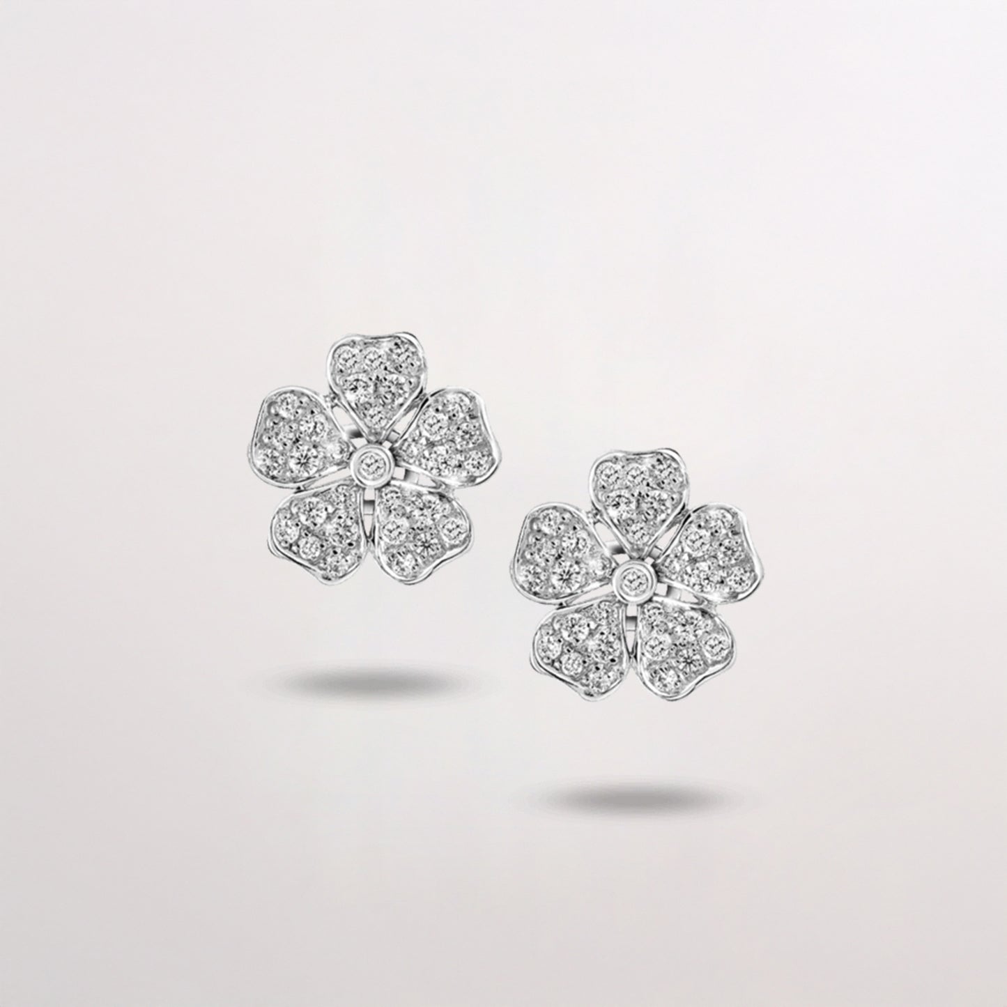 Flower earrings diamond on white background, flower-shaped