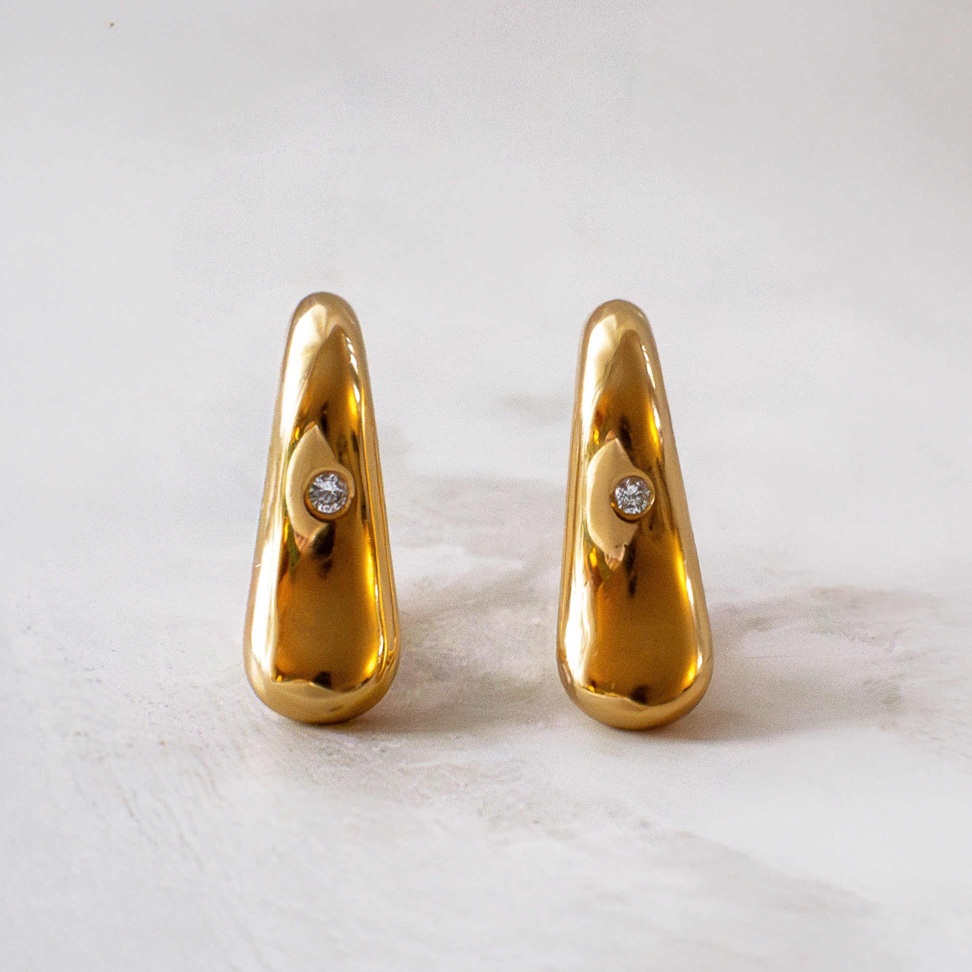 Gold Drop Earrings with Diamond - Amilla Jewelry