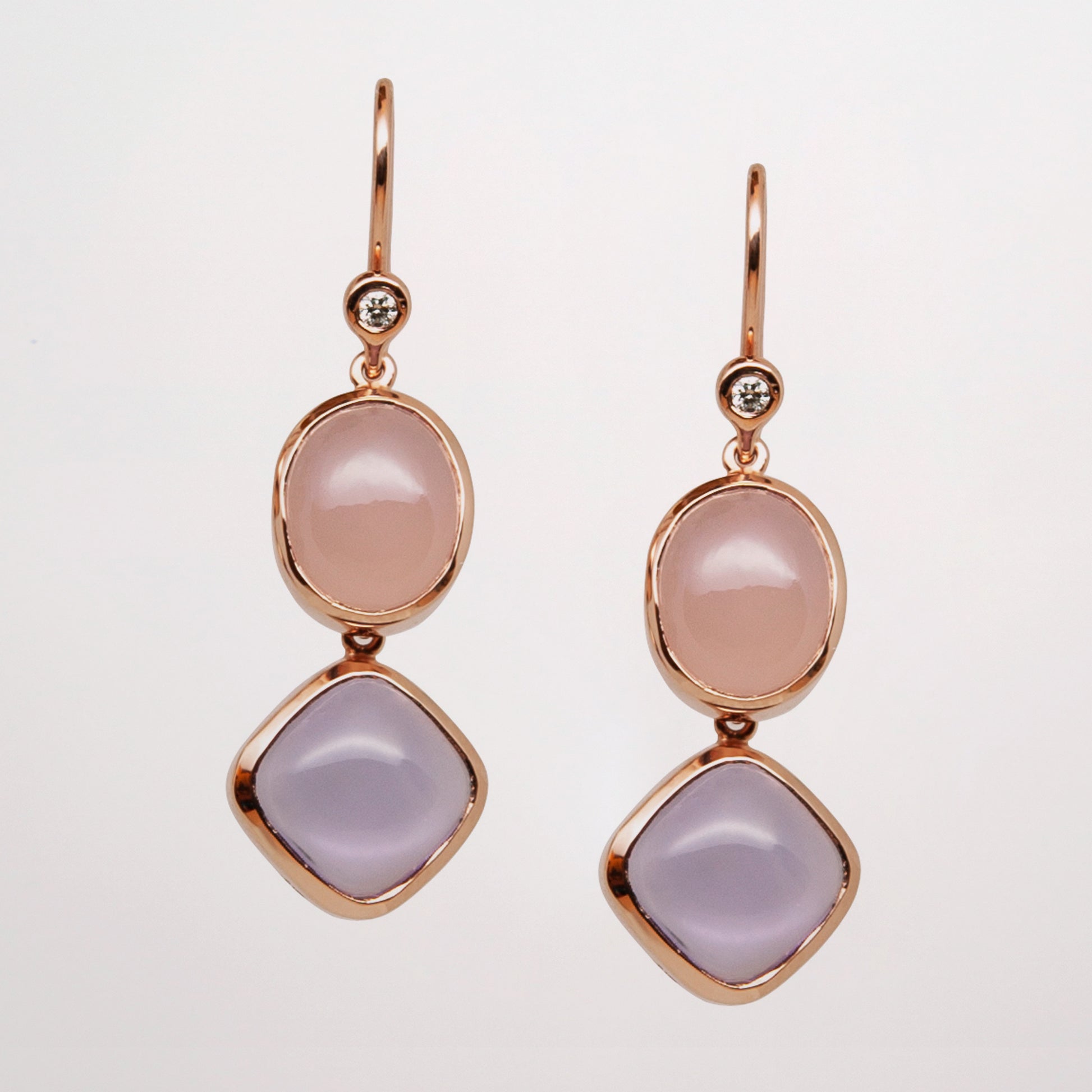 Amethyst and Agate Earrings Gold - Amilla Jewelry