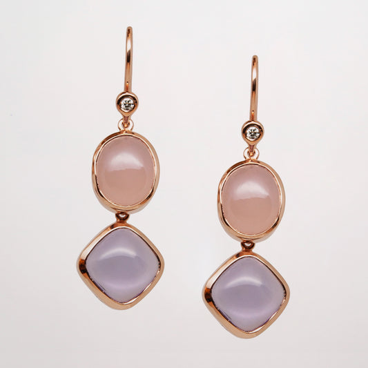 Amethyst and Agate Earrings Gold - Amilla Jewelry