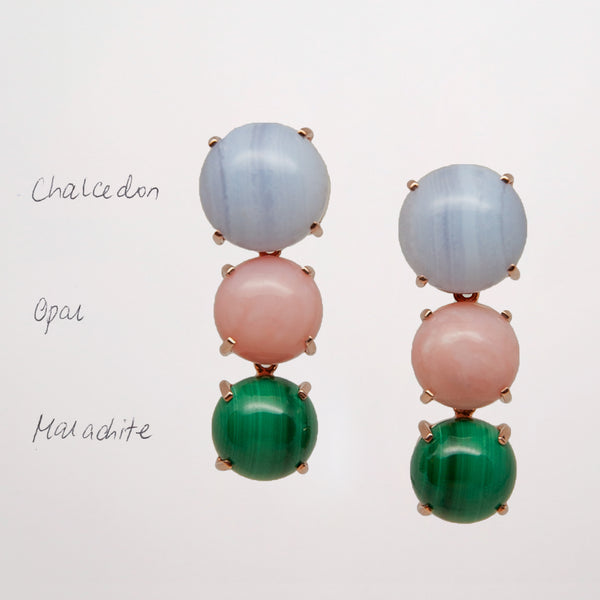 Gemstone Trio Earrings - Amilla Jewelry