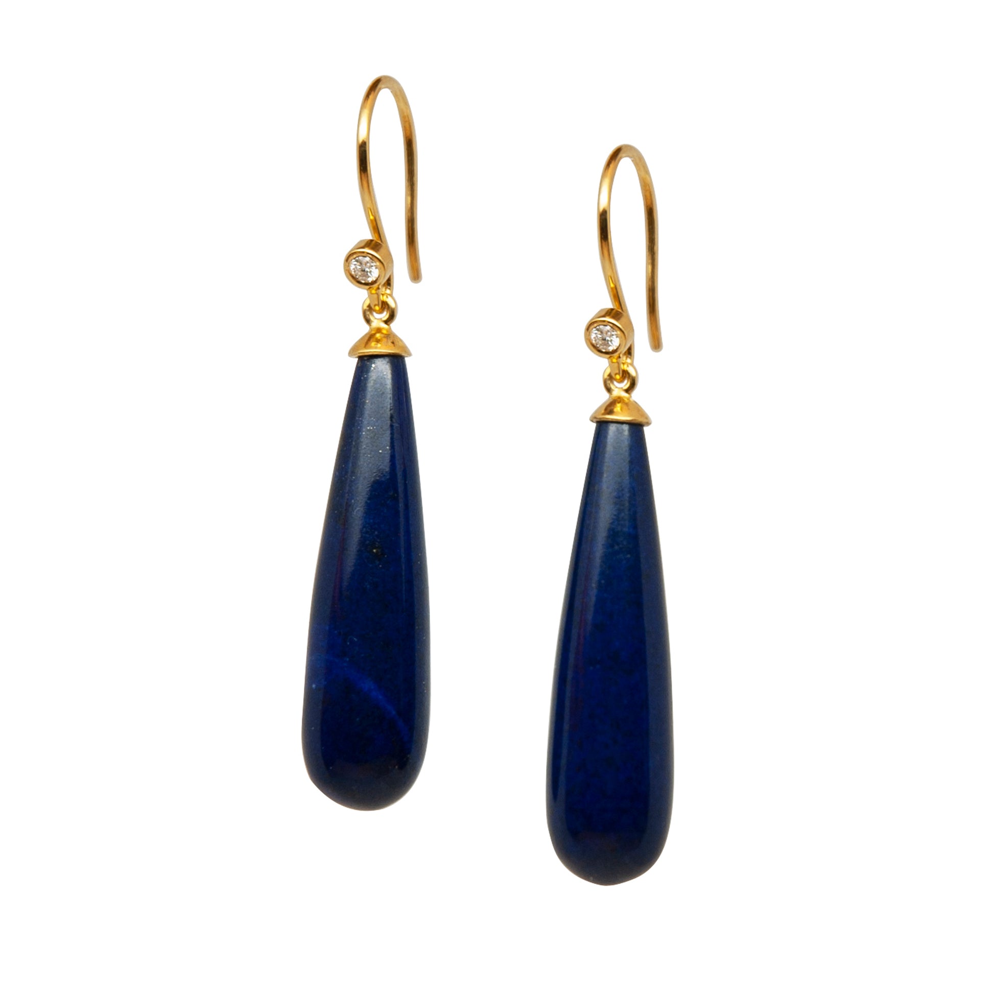 Elegant lapis lazuli earrings gold designed in Switzerland.